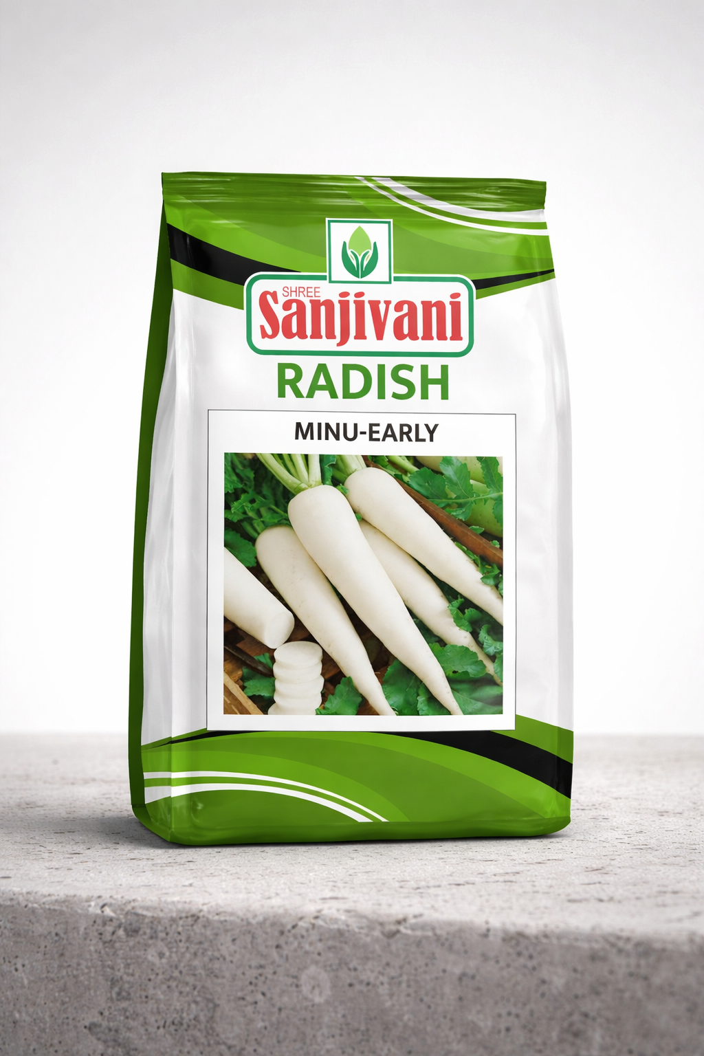 Minu Early (OP Variety) Radish Seeds – Muli Beej | Fast Growing White Radish | 250g Pack